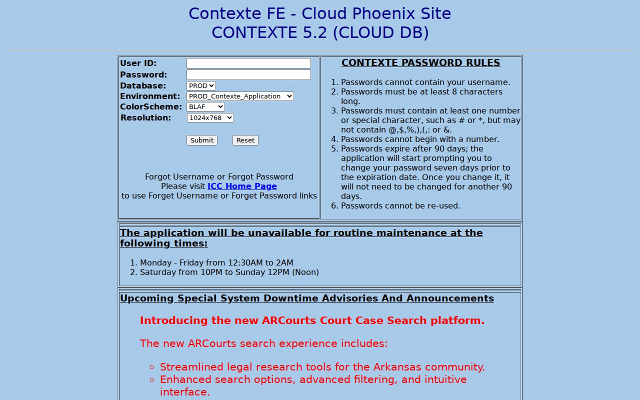 Polk County court dates Arkansas court systems status and maintenance page