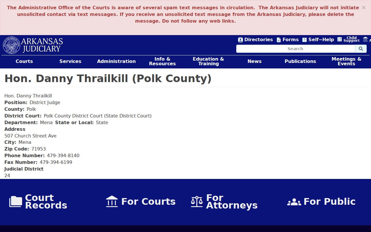 Polk County court dates District Judge profile and court contact