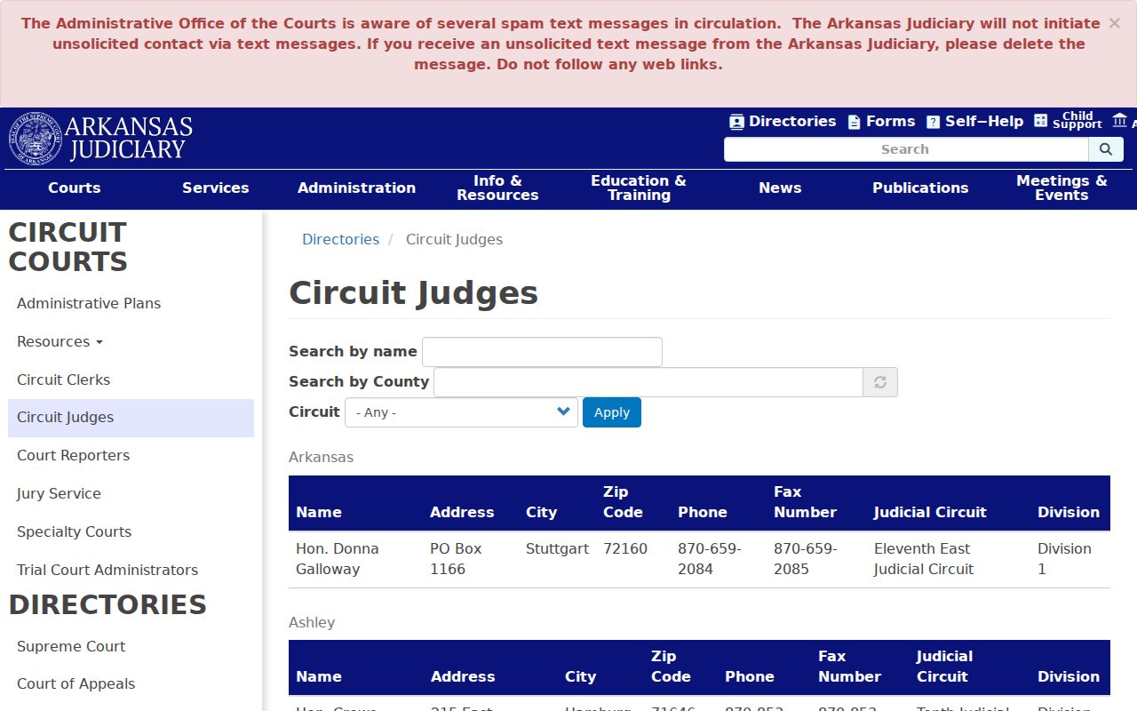 Polk County court dates Circuit Judge directory and chambers contact