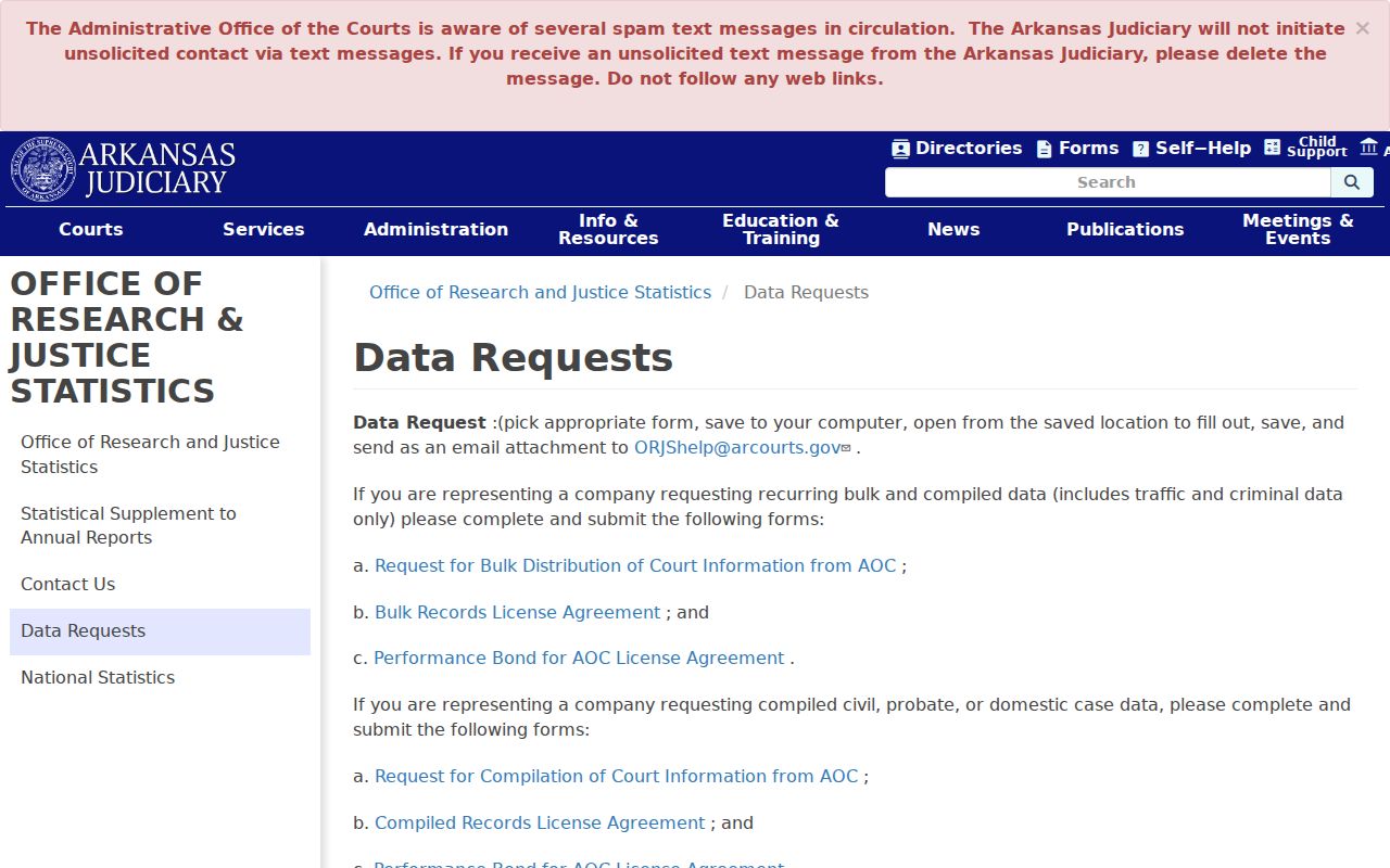 Polk County court records route for AOC compiled data requests