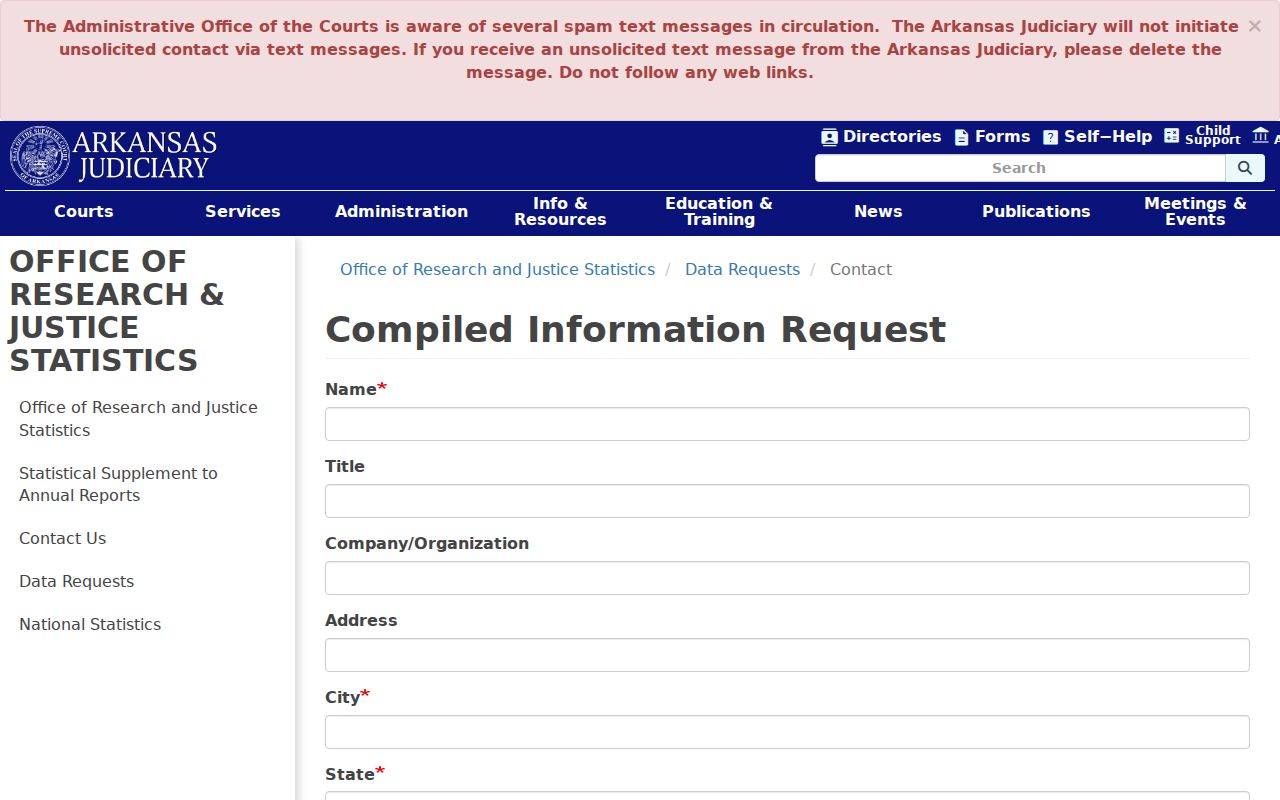 Polk County court record fields on the compiled information request