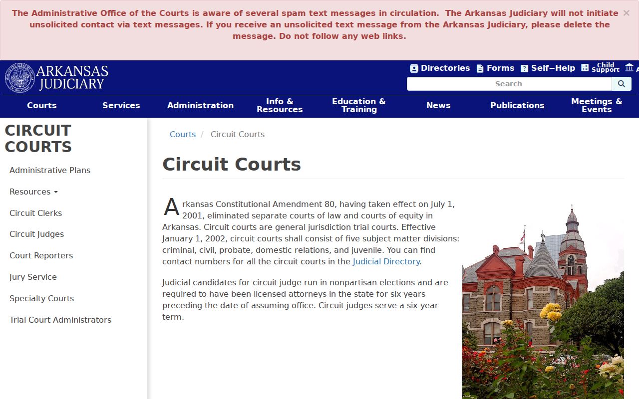 Polk County criminal docket within Arkansas Circuit Court divisions