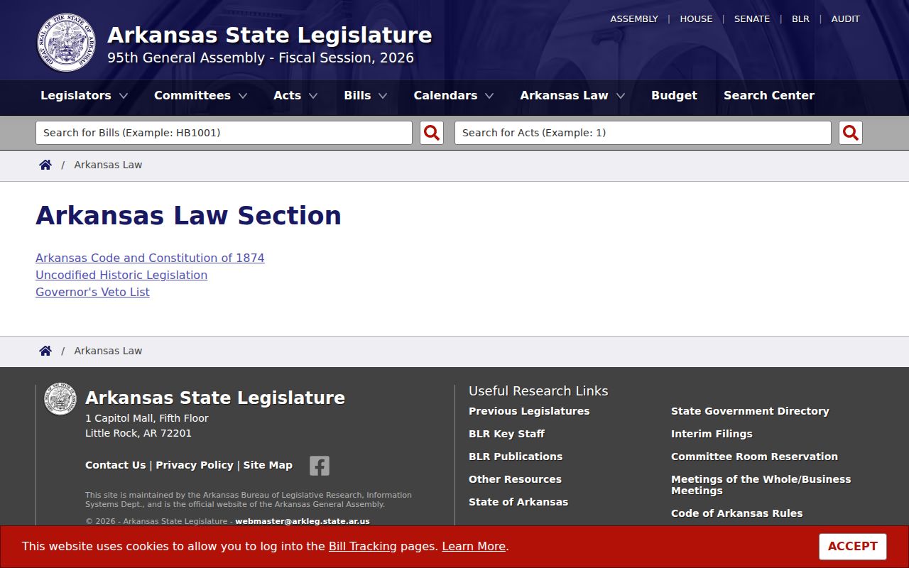 Arkansas law source for Grannis court docket history