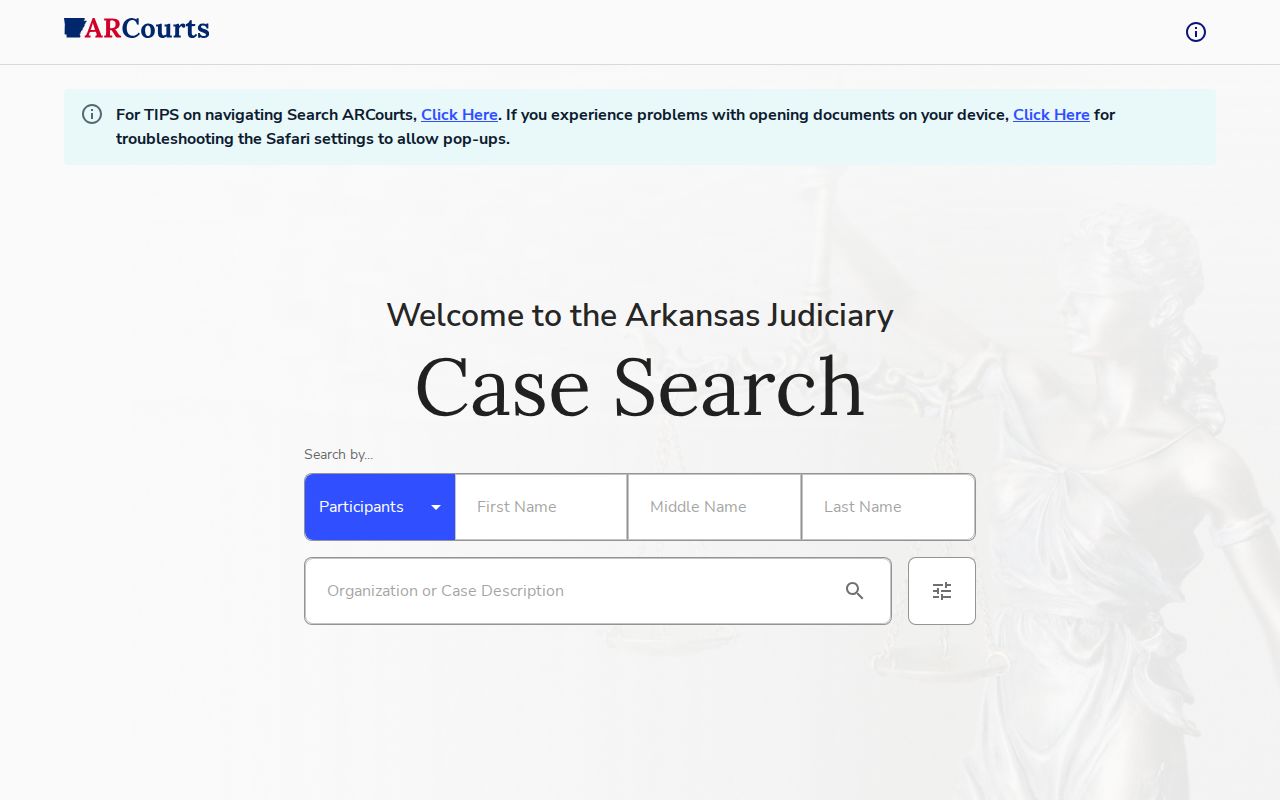 Polk County court docket public Search ARCourts interface